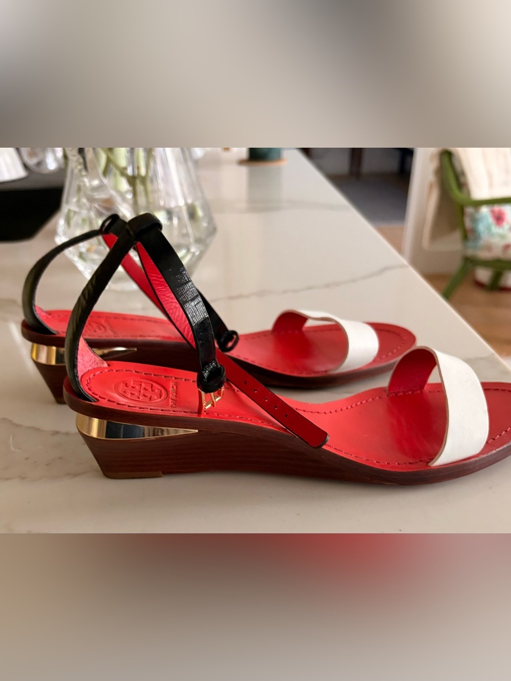 Tory Burch leather slingback  wedges